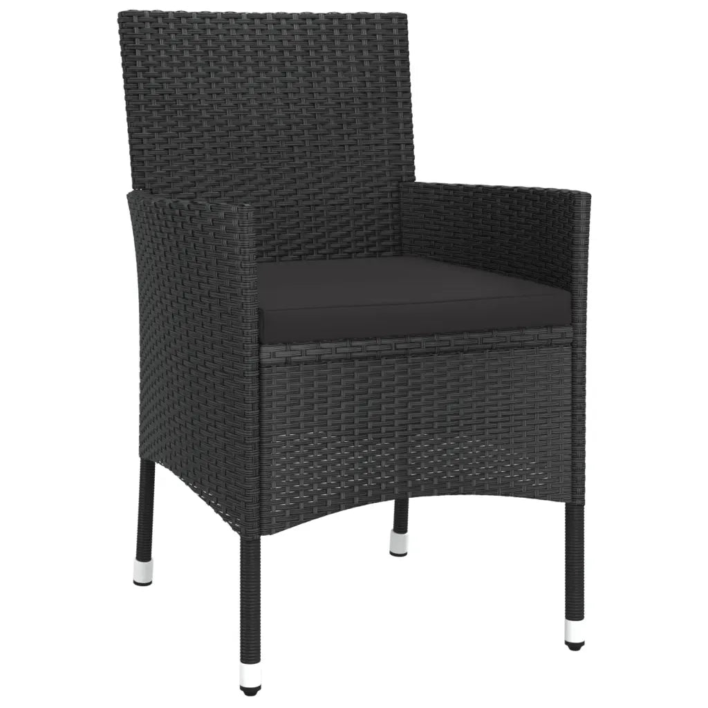 Set da Pranzo da Giardino 9 pz con Cuscini Nero in Polyrattan 3187401