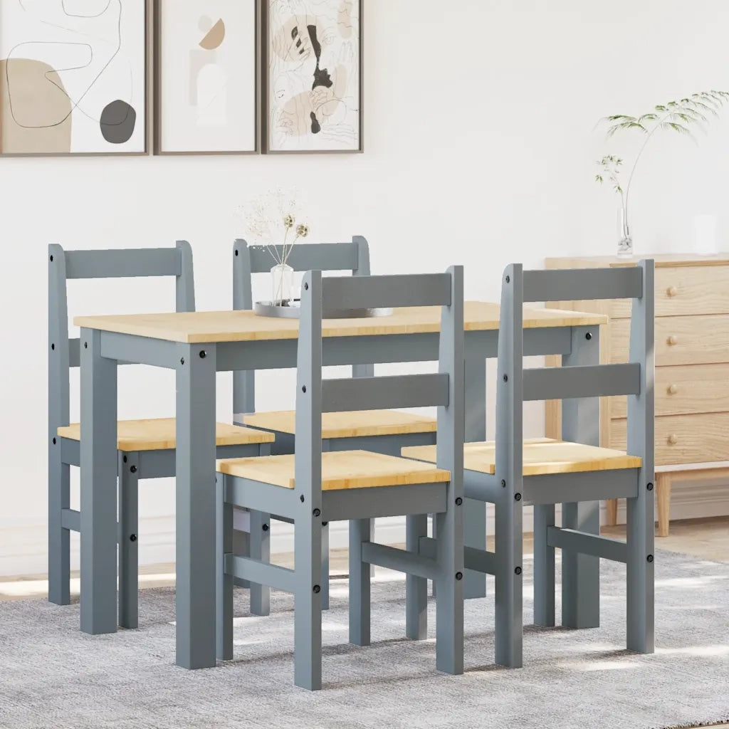 Set da Pranzo 5 pz PANAMA Grigio in Legno Massello di Pino 3345171