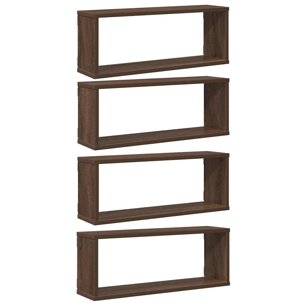 Mensole Cubo Muro 4pz Rovere Marrone 60x15x23 cm in Multistrato 815931