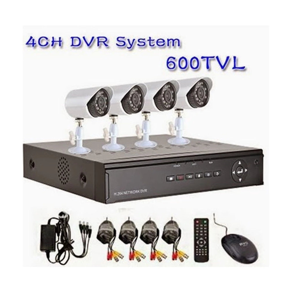 Trade Shop - Dvr 4 Canali + 4 Telecamere Infrarossi Led Kit Videosorveglianza Da Cellulare -
