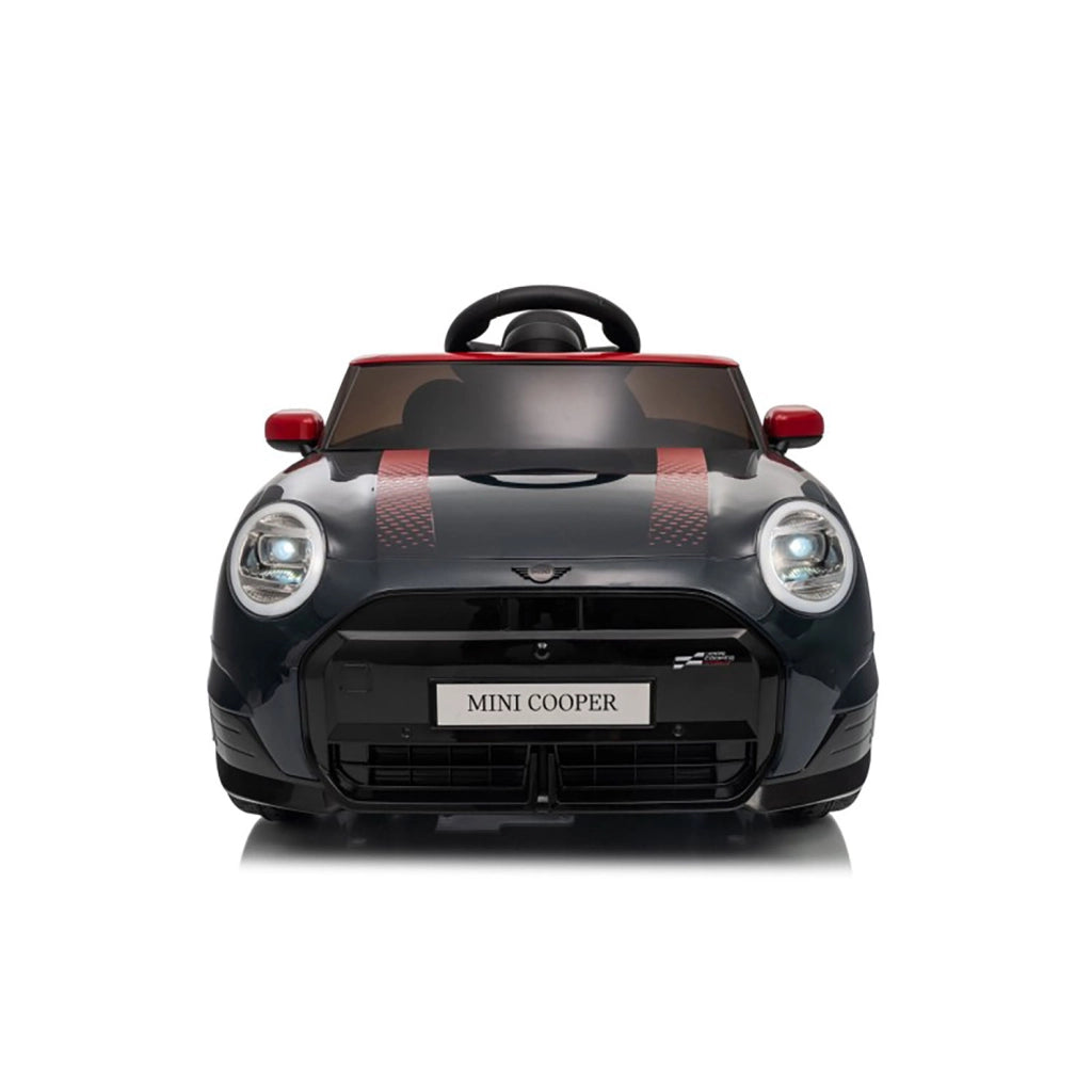 Macchina Elettrica per Bambini Licenza Ufficiale Mini Cooper S Cabrio 12V Sedili in Pelle e Telecomando Nero