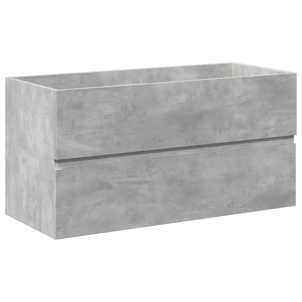 Set Mobili da Bagno | Armadio da bagno 2 pz Grigio Cemento in Legno Multistrato