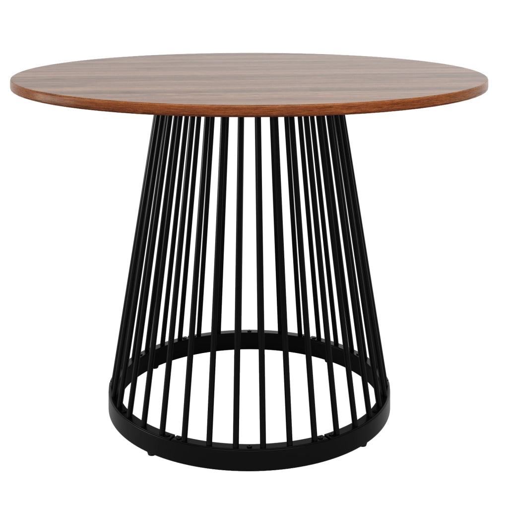 Tavolo da pranzo 80x80x76 cm con piedini regolabili; MDF e metallo; nero e noce
