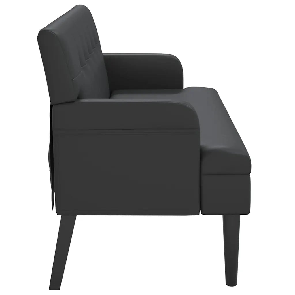 Panca con schienale nera 112x65,5x75 cm in similpelle 372153