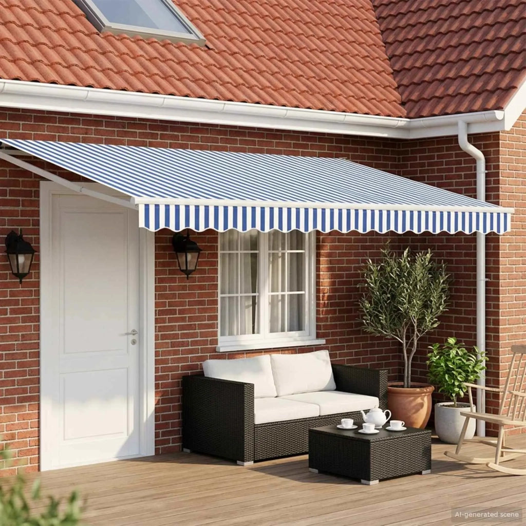 Tenda da Sole | Tenda retrattile Blu e Bianco 4 x 2 m