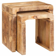 Tavoli da annidamento 2 pz | Tavolo laterale Marrone Legno di mango massello