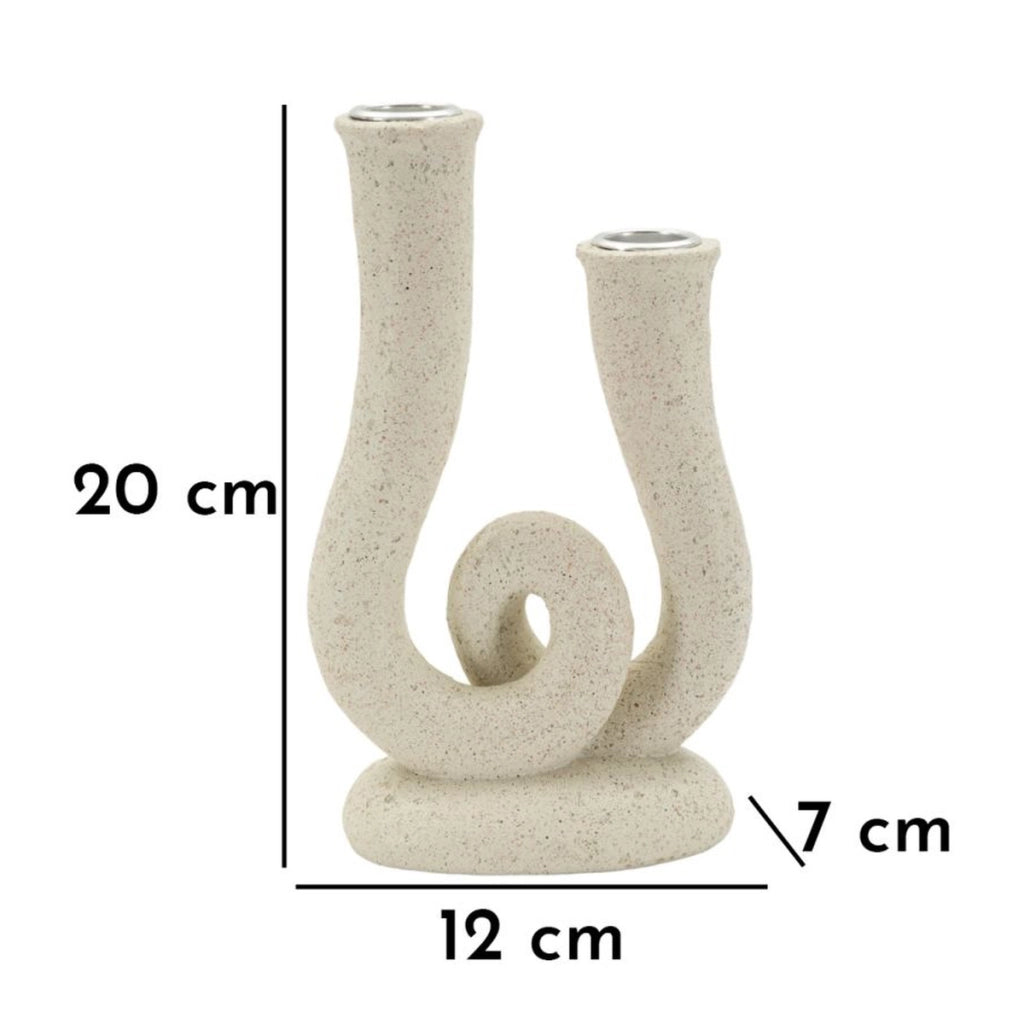 Portacandela VKH746, Beige, Poliresina, 12x7x20 cm