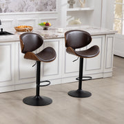 Sgabello da Bar Set da 2 Girevole Regolabile in Altezza con Schienale Ergonomico e Poggiapiedi in PU Marrone 51 × 50 × 93-103.5 cm