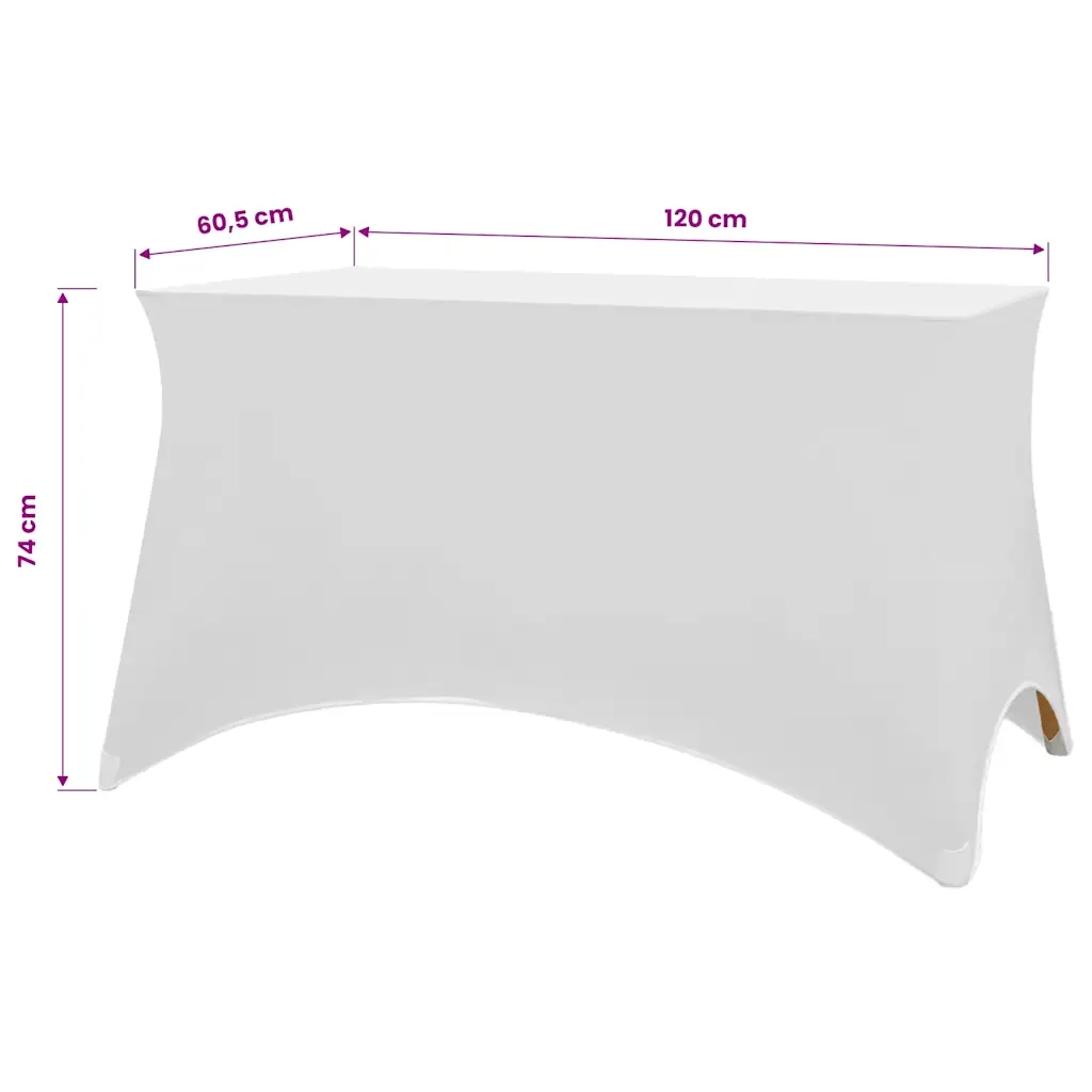 Fodere Elasticizzate per Tavolo 2 pezzi 120x60,5x74 cm Bianche CFW4192403