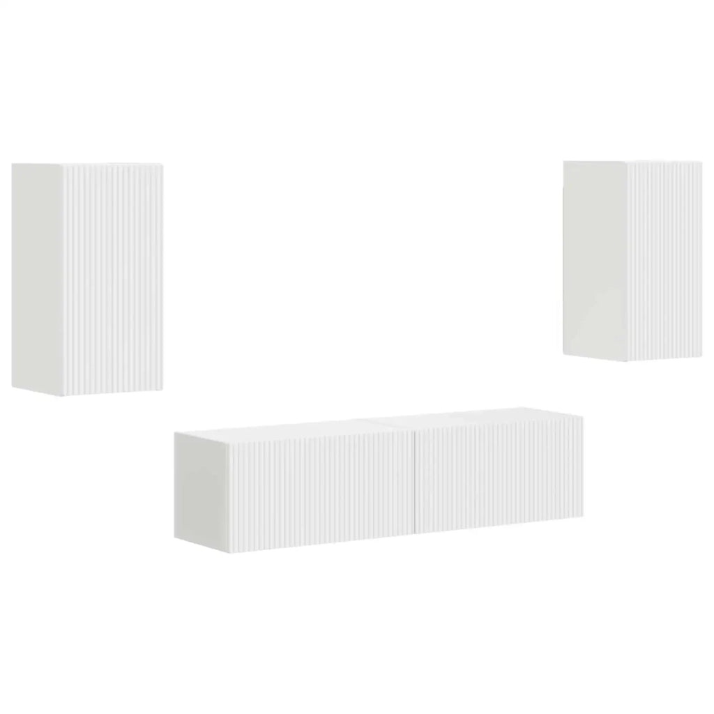 Set mobile TV 4 pz-Credenza per TV Bianco Legno multistrato 137370