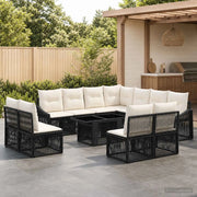 Set Divano da Giardino 12 pz Nero e Bianco Crema polyrattan 3437266