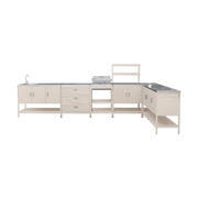 Cucina esterna acciaio inossidabile con barbecue a carbone, 6 moduli,