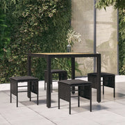 Sedia da giardino-Poggiapiedi da Giardino con Cuscini 4pz Nero in Polyrattan