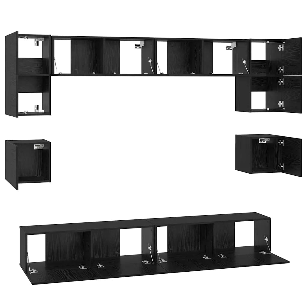 Set mobile TV 8 pcs Rovere Nero Legno multistrato 3393322
