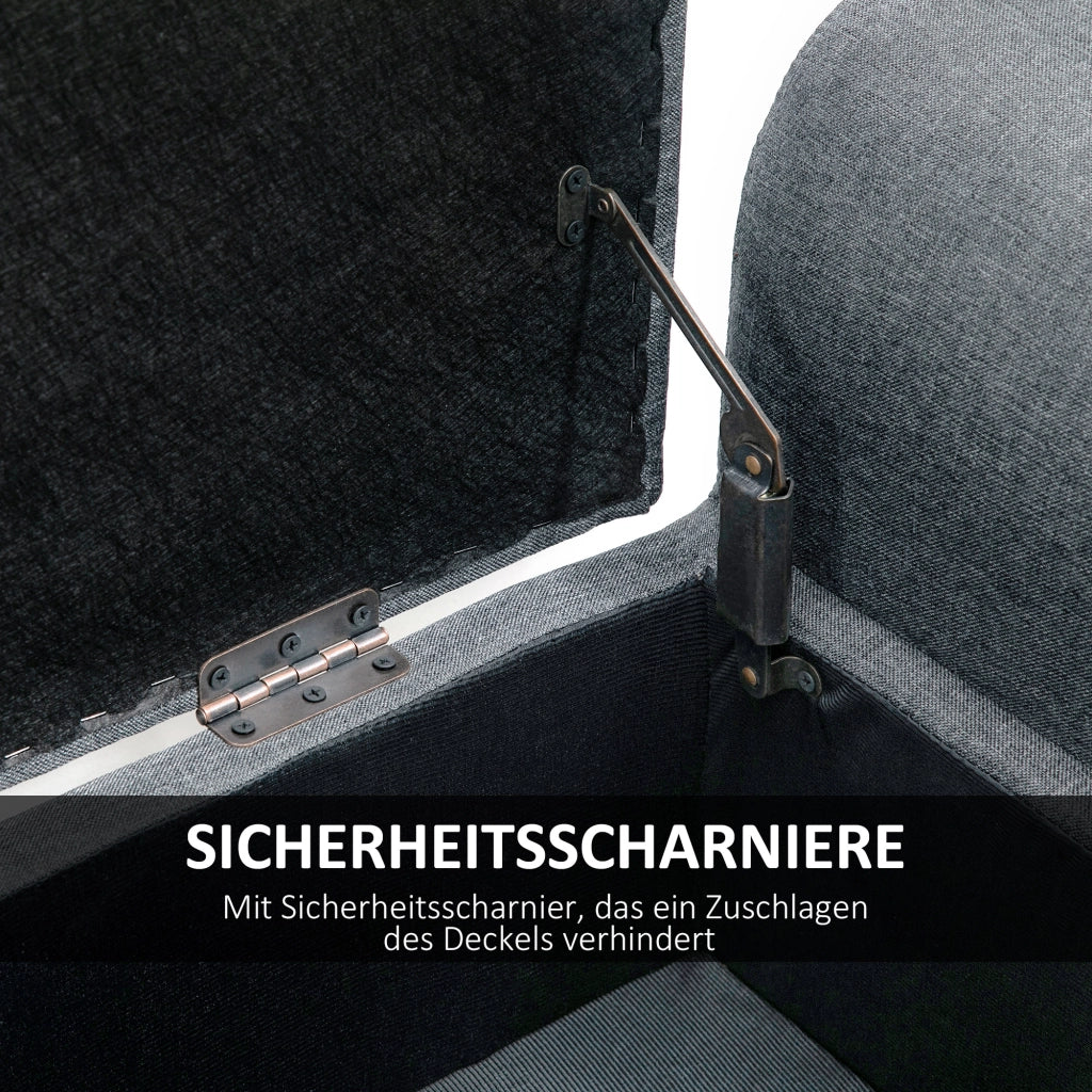 Sedia imbottita con contenitore ¨C zephmum ¨C 116x44x58 cm, Grigio chiaro