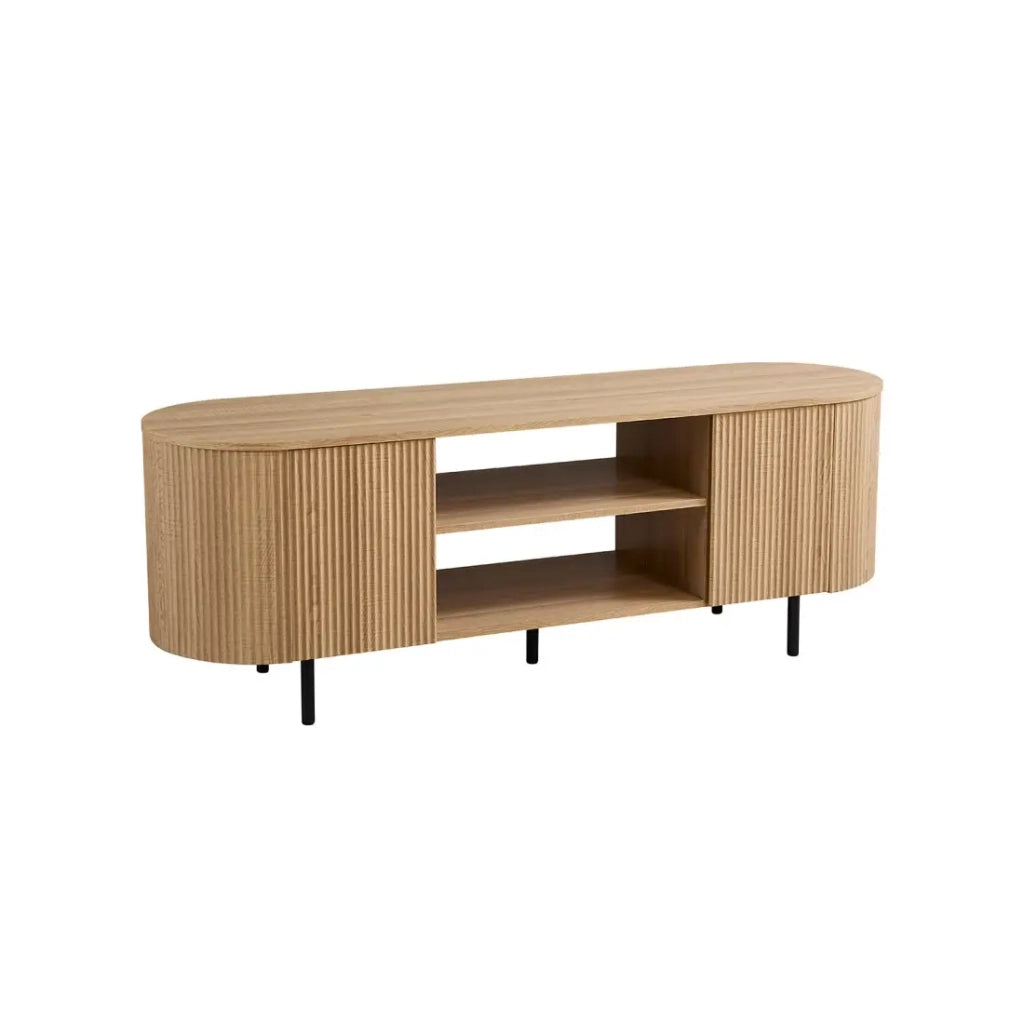 Mobile TV VAGOS - Color rovere naturale - 2 porte & 2 nicchie - 160 cm - Mobile TV arrotondato design e funzionale