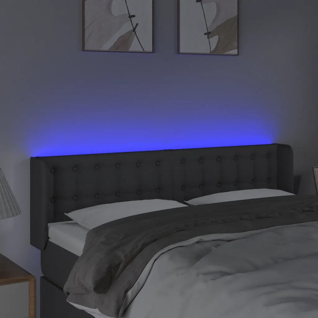 Testiera a LED Grigio Scuro 147x16x78/88 cm in Tessuto 3123669