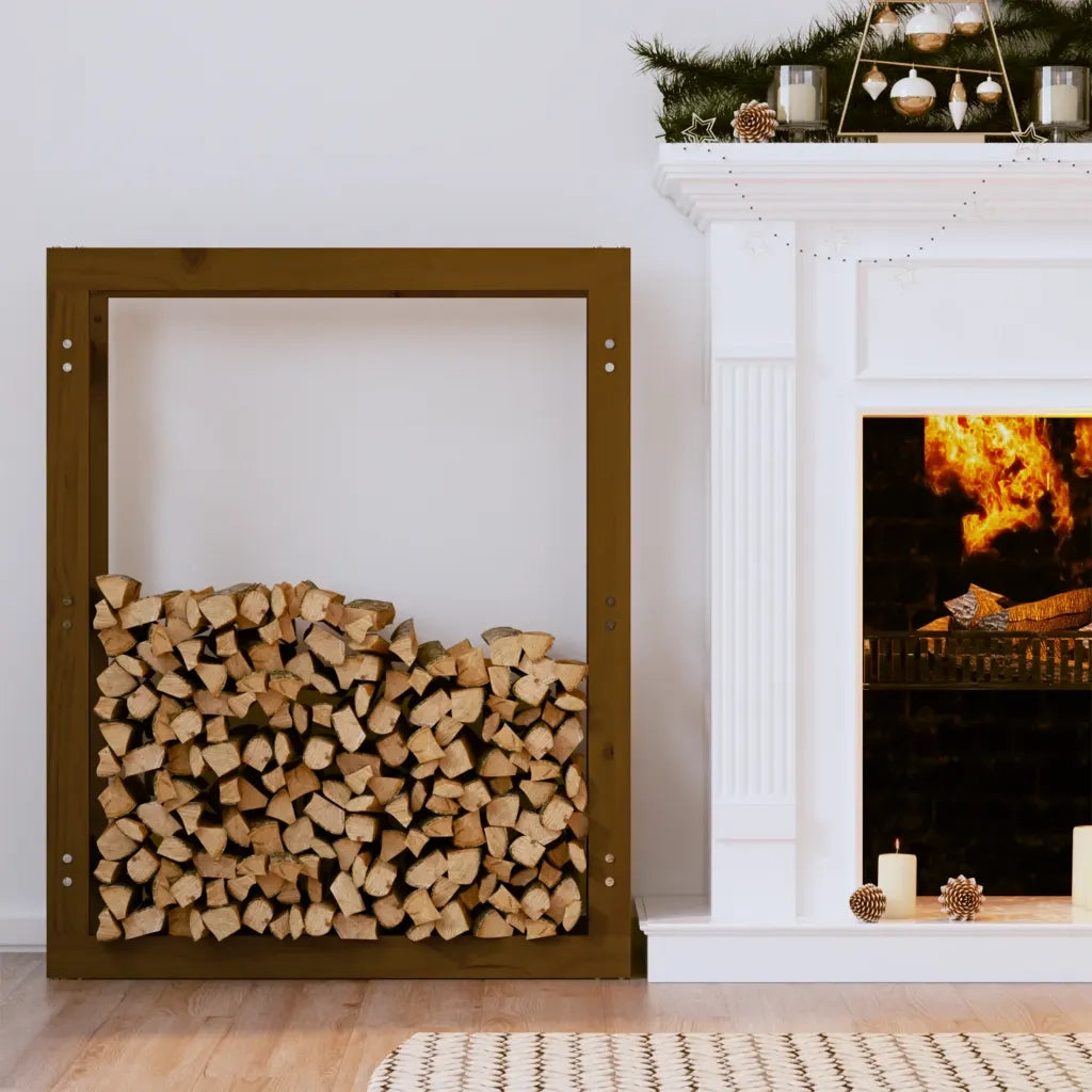 Portalegna Marrone Ambra 80x25x100cm in Legno Massello di Pino 822420