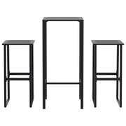 Set Bar da Giardino 3pz | Set Salotto da Giardino Nero in Acciaio Verniciato a Polvere