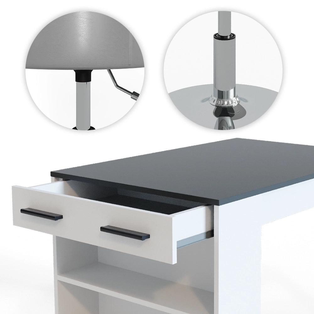 Vicco Set di tavoli da pranzo  Antracite/bianco 67 x 100 cm con 2 sgabelli