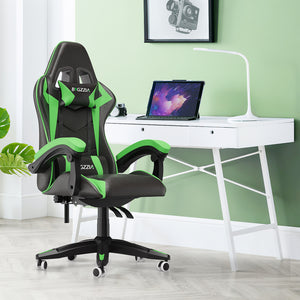Sedia gaming Verde - Poltrona Racing - RATTANTREE - Schienale Reclinabile, Altezza Regolabile, 360 Gradi Direzionale