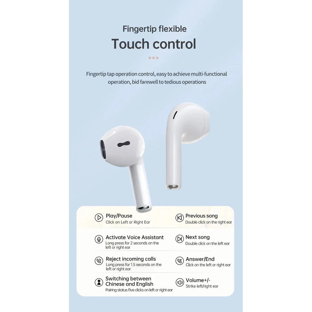 Trade Shop - Auricolare Cuffie Wireless Tws M5 Bluetooth V5.4 Funzione Touch Sensibile Suono Hi-fi -