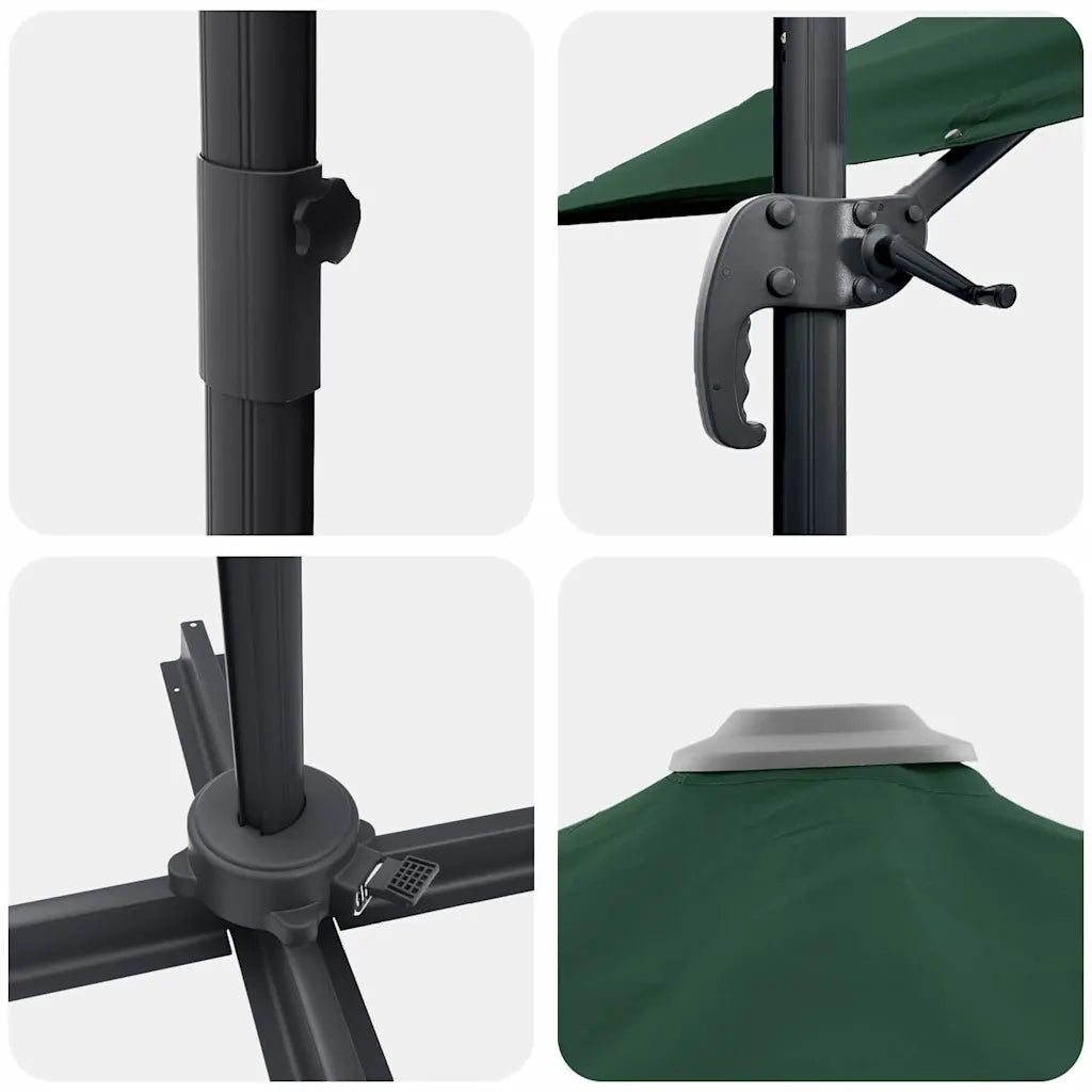 Ombrelloneda-Ombrello da giardino balcone Verde 351 x 250 x 260 cm Poliestere e Alluminio