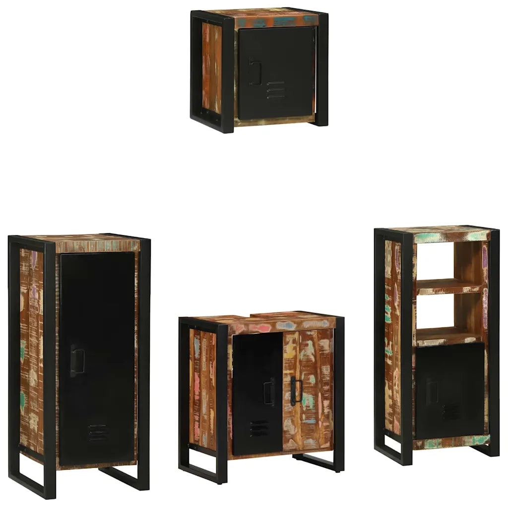 vidaXL Set di mobili per il bagno 4 pcs Legno massello riciclato