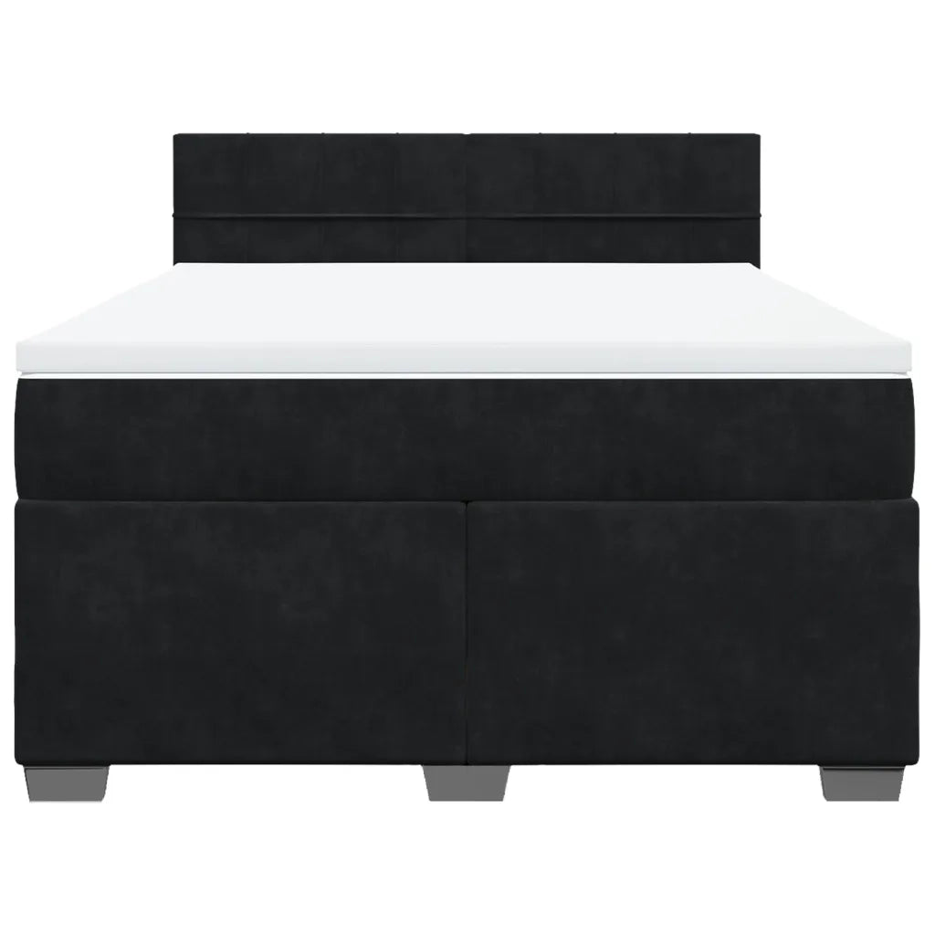 Giroletto a Molle con Materasso Nero 140x200 cm in Velluto