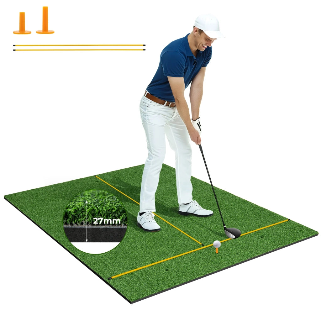 Tappetino da allenamento per il golf 152 x 117 cm con allineamento preciso e facile da riporre in erba sintetica verde 20_0014226