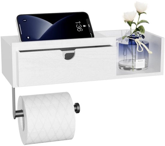 Supporto per Cartucce di Toilette Senza Forare con Pannello - Supporto per Cartucce di Toilette con Pannello Supporto per Cartucce di Toilette Senza Forare, Alta Capacità di Stoccaggio Supporto per Cartucce di Toilette in Legno per la Stanza da Bagno
