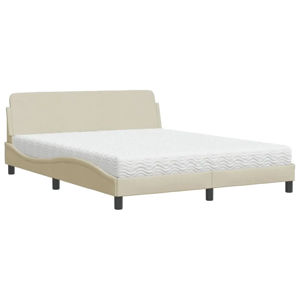 Letto con Materasso Dover Crema 160x200 cm in Tessuto