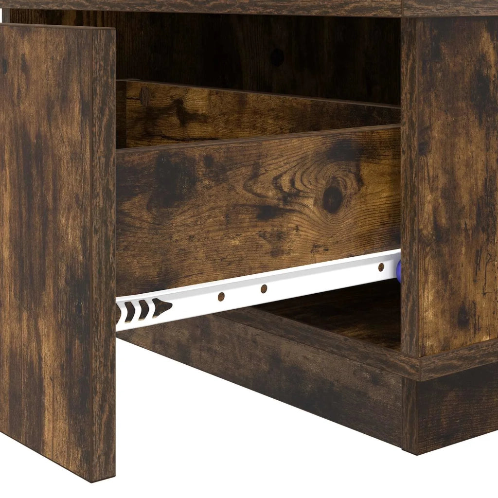 Tavolino da salotto | Tavolino da caff¨¨ | Tavolino da Soggiorno con cassetto Rovere fum¨¦ 95 x 55 x 31 cm