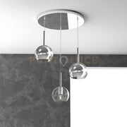 SOSP. CROMO TONDA 3 LUCI VETRI TUTTI PICCOLO (1 X TRASPARENTE + 2 X CROMO) 1155CR-S3 TP-TC