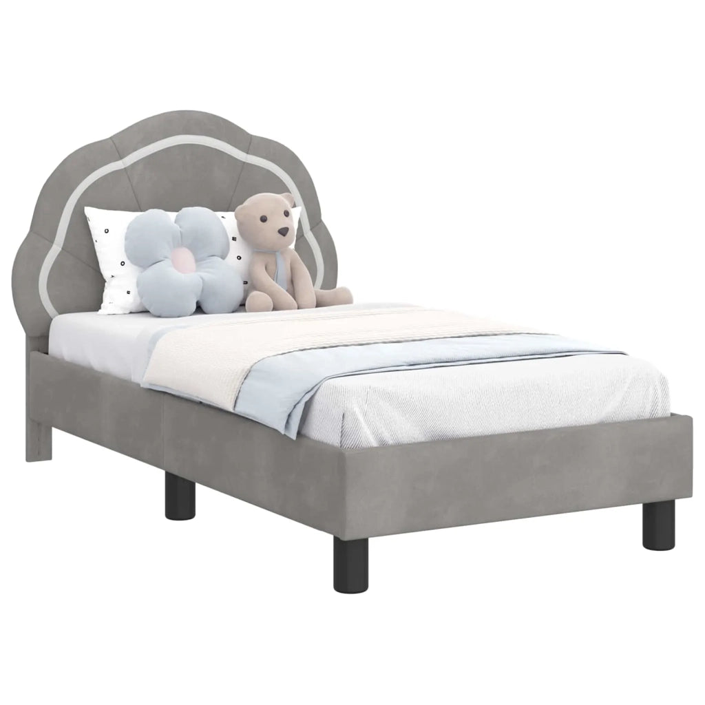 Struttura letto per bambini con testata Grigio Chiaro Velluto