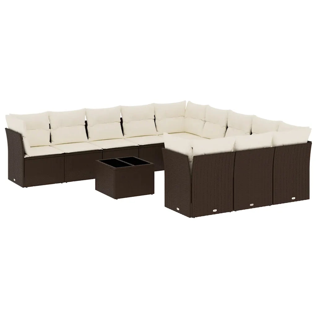 Set Divani da Giardino 12 pz con Cuscini Marrone in Polyrattan 3218423