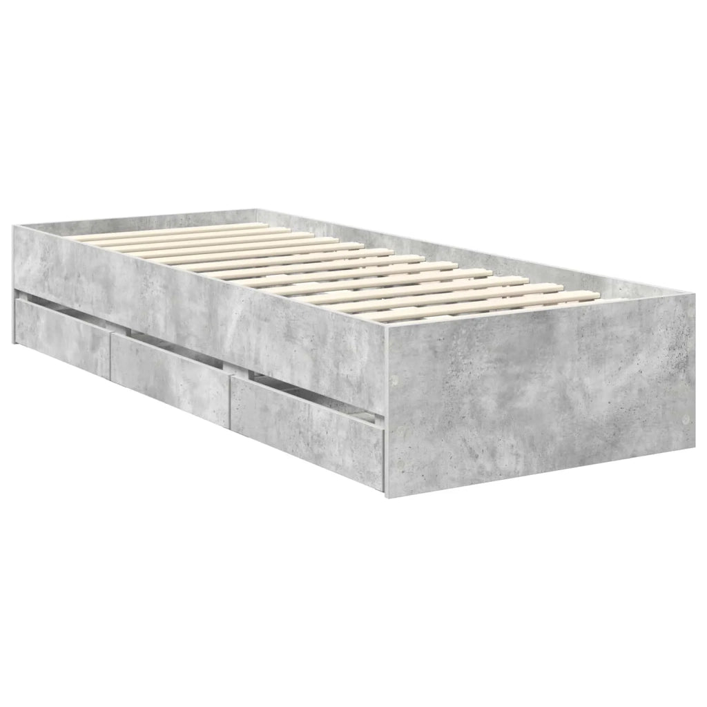 Struttura del letto con cassetto Grigio cemento 75 x 190 cm