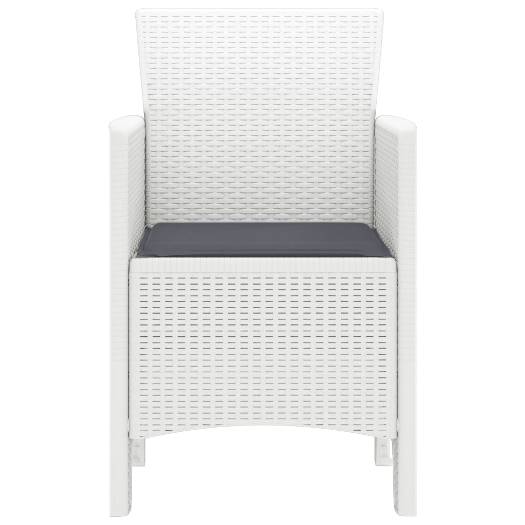 Sedie da giardino con cuscini 4 pcs Rattan Polietilene Bianco