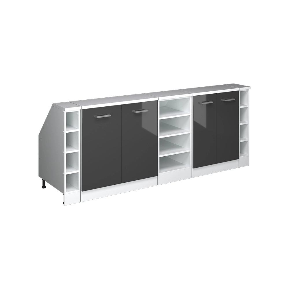Set di mobili sottotetto Rion Antracite lucido/Bianco 210 cm Set di 5 carcasse armadio profondità 60 cm Vicco