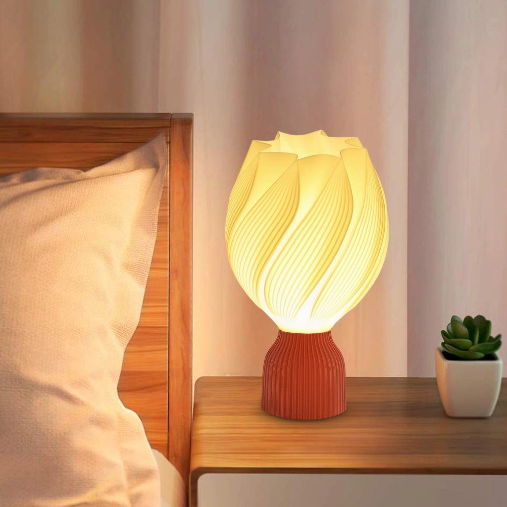 Tavolino LED 3D con design petali ¨C zephmum ¨C bianco e terracotta ?16,5x28 cm