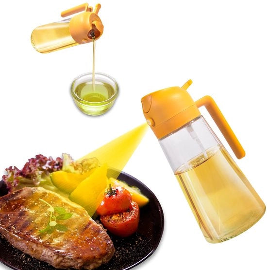 Olioverstuvatrice 2 in 1 per olio di cottura, 600 ml, sicura per l'alimentazione, per cottura, per frittura, per olio di oliva, per grigliata, per insalata (arancione)