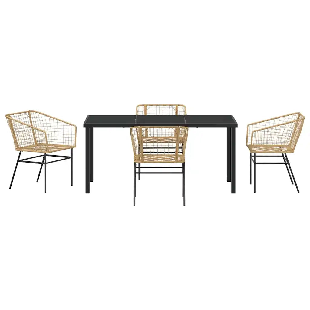 Set da Pranzo per Giardino 5 pz | Set Salotto da Giardino Marrone polyrattan
