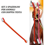 Trade Shop - Spazzolini Set 2 Pezzi Spazzolino Spazzola Denti Doppia Testa Per Cani Gatti -