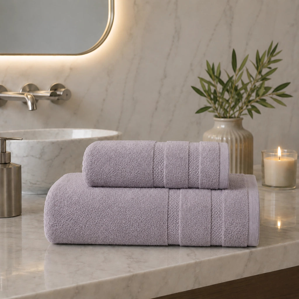 Saleneba, Telo Bagno set di 2 Asciugamano Viso 60x110 cm Asciugamano Ospite 40x60 cm, Viola Lilla