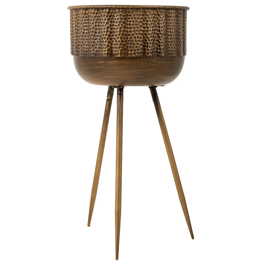 Fioriera con supporto in metallo marrone 27x27x50,5h