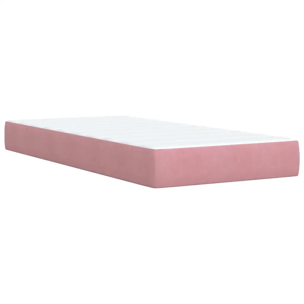 Giroletto a Molle con Materasso Rosa 90x190 cm in Velluto