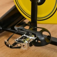 Cyclette Regolabile in Altezza, Cyclette da Interni con Trasmissione a Cinghia, Display LCD, Acciaio ABS, 45,5 x 100 x 101-113 cm, Giallo e Nero