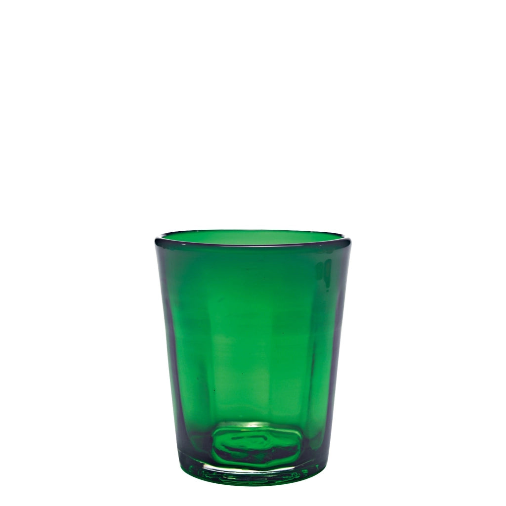 Zafferano Set 6 Bicchieri Tumbler Serie Bei in Vetro Soffiato a Bocca Colore Verde, Lavorazione Artigianale a Mano Volante Eleganti e Resistenti