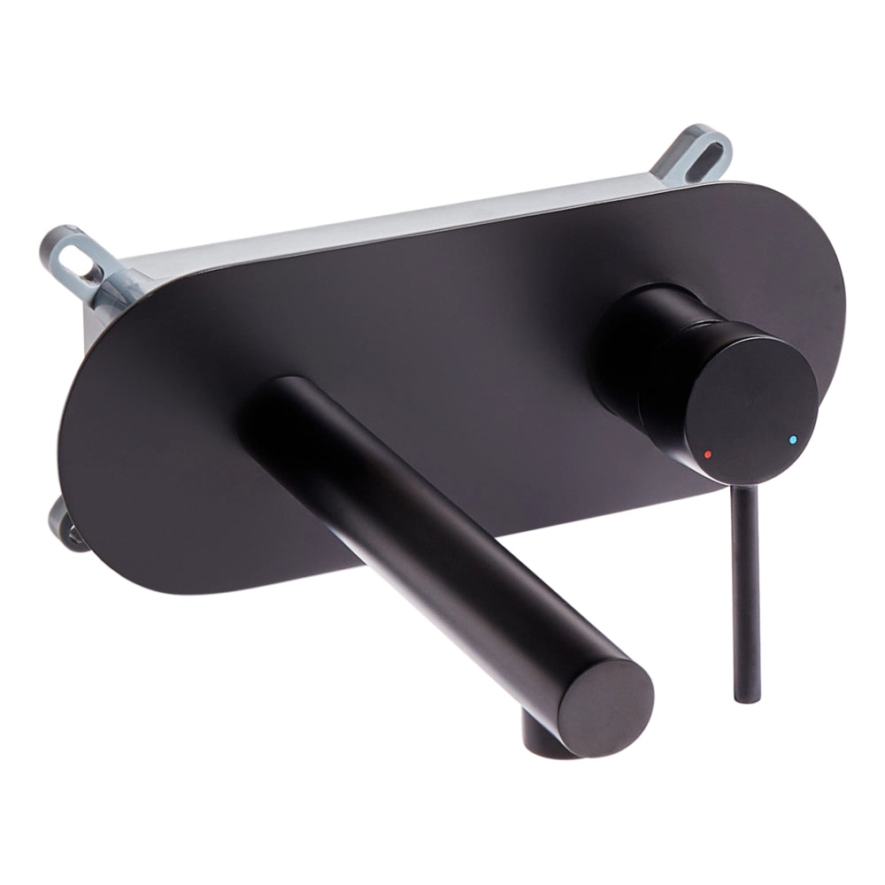 Rubinetto miscelatore da lavabo a parete in ottone color nero con singola maniglia