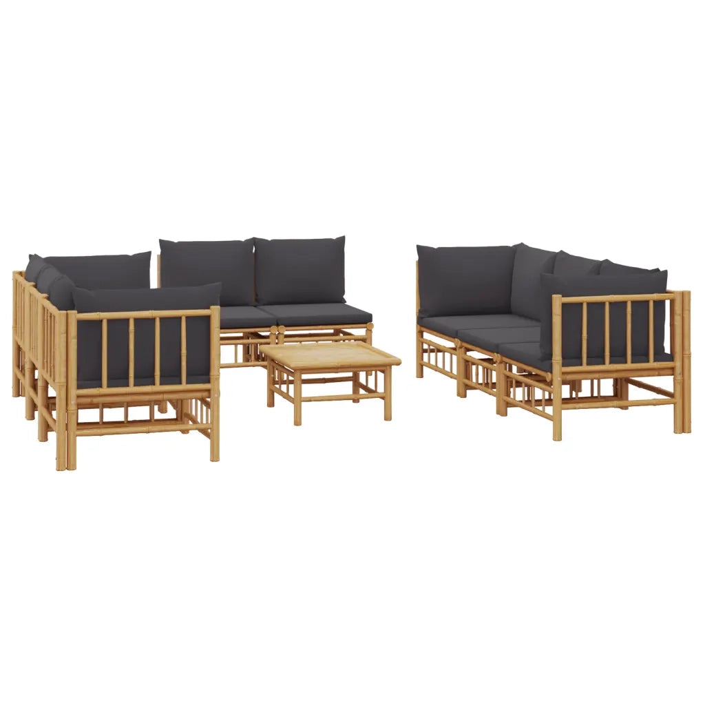 Set Salotto da Giardino 9pz con Cuscini Grigio Scuro BambÃ¹cod mxl 76335